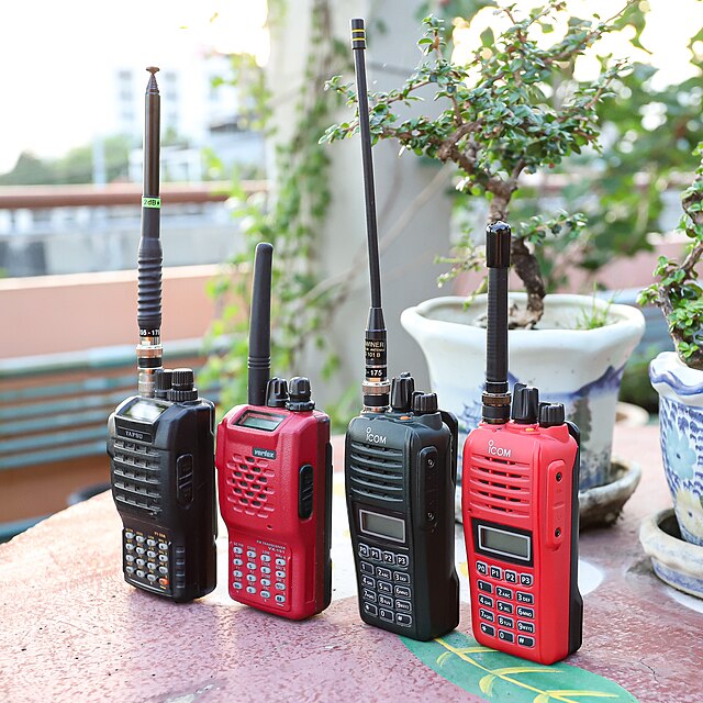 Handheld ham radio also known as HT - compact two-way amateur radio transceiver