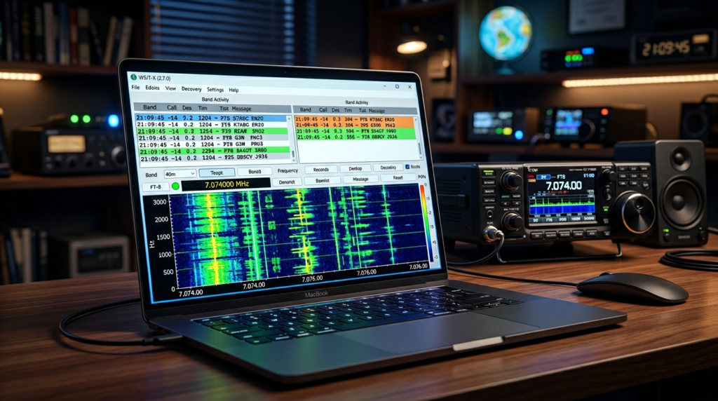 T-8 signal decode on WSJT-X software showing contacts with Japan and Europe